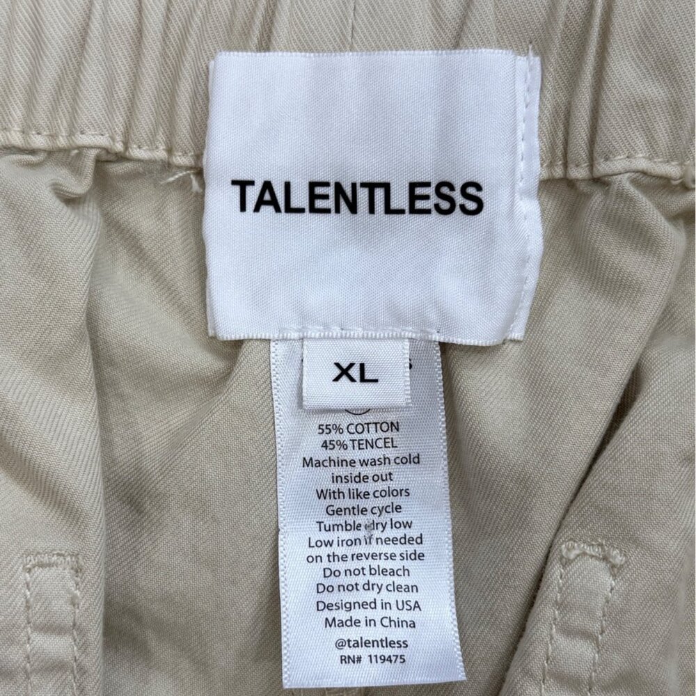 Talentless Womens Size XL Paneled Pant Relaxed Pull-On Drawstring Waist Beige - Picture 3 of 6